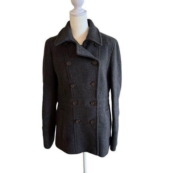 JCrew gray peacoat stadium cloth Nellie Gori size 8 - Picture 1 of 4